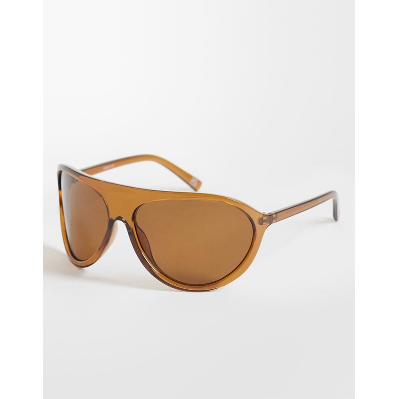 ASOS DESIGN wrap oversized aviator in crystal brown