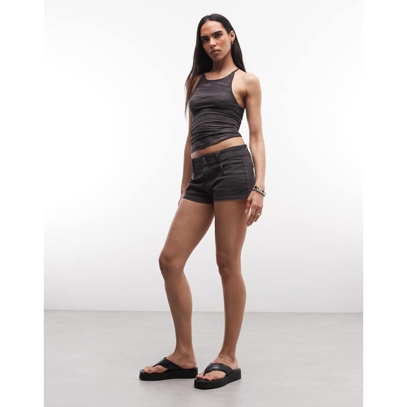 Weekday micro shorts in black-White