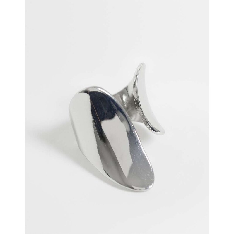 ASOS DESIGN ring open abstract design in silver tone