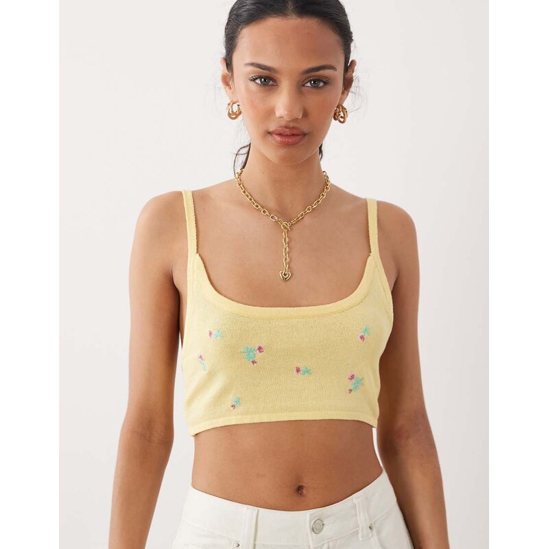 ASOS DESIGN knitted cardigan co-ord with embroidered floral