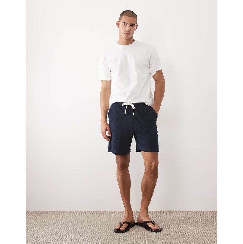 ASOS DESIGN oversized textured jersey shorts in navy