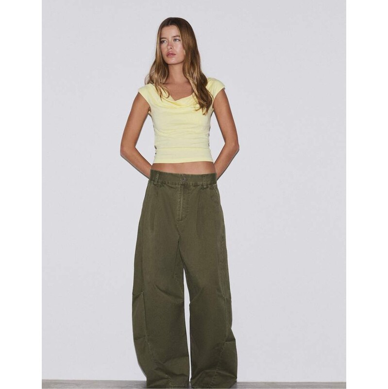 Stradivarius Multi-position sleeveless top in pastel yellow