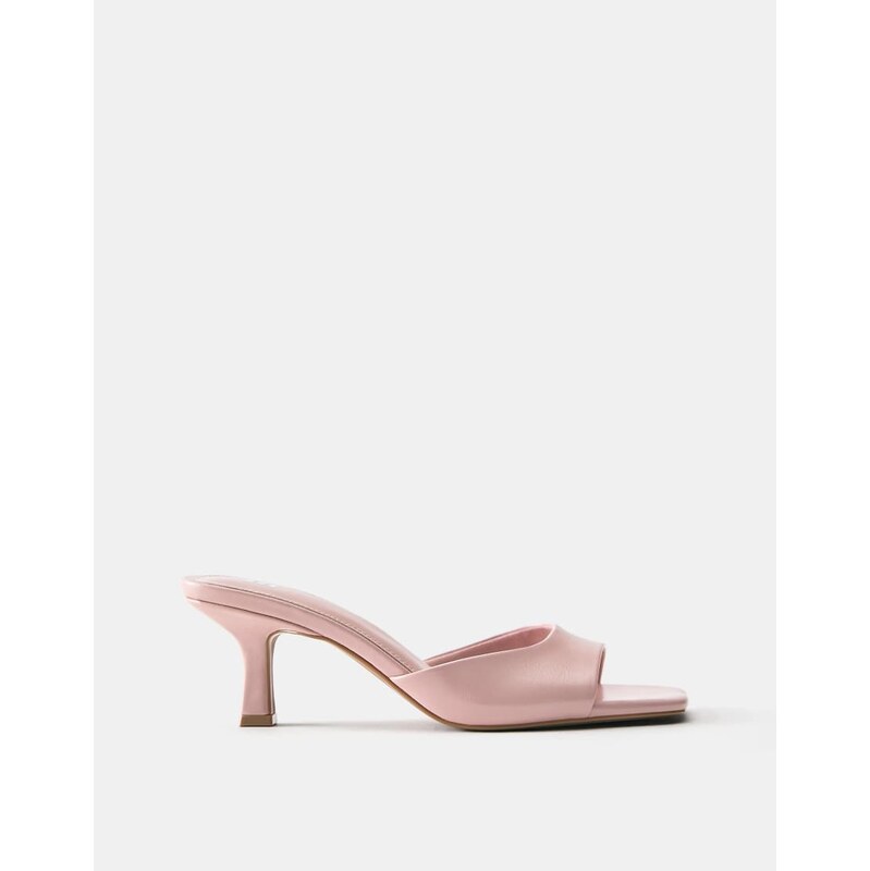 Pull&Bear Heeled mule sandals in pink-Neutral