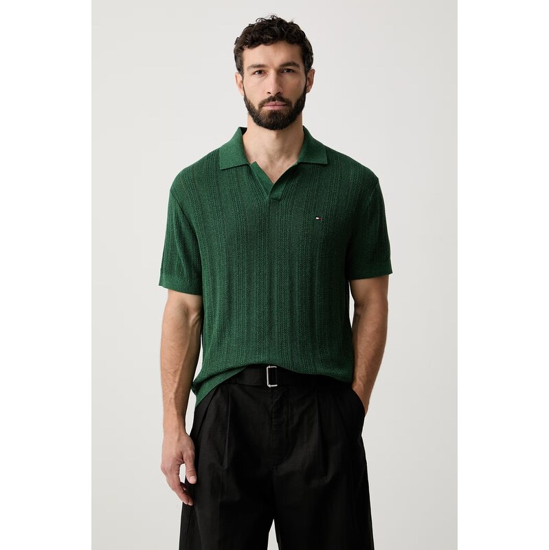 Tommy Hilfiger svetrové polo pánské s lyocellem