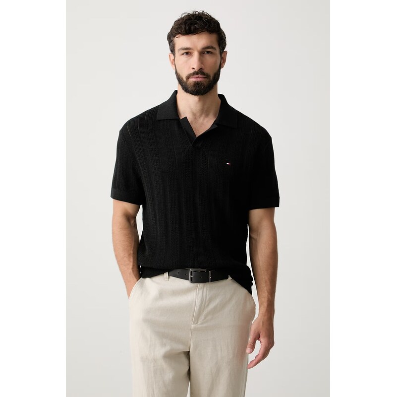 Tommy Hilfiger svetrové polo pánské s lyocellem