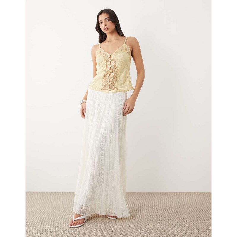 Gina Tricot lace maxi skirt in off white