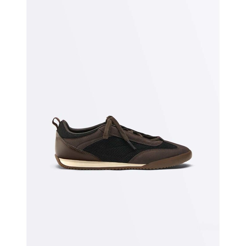 OYSHO Combined mesh sport shoe in brown-Pink