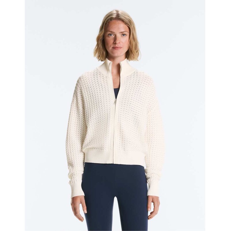 OYSHO Openwork knit jacket in off-white