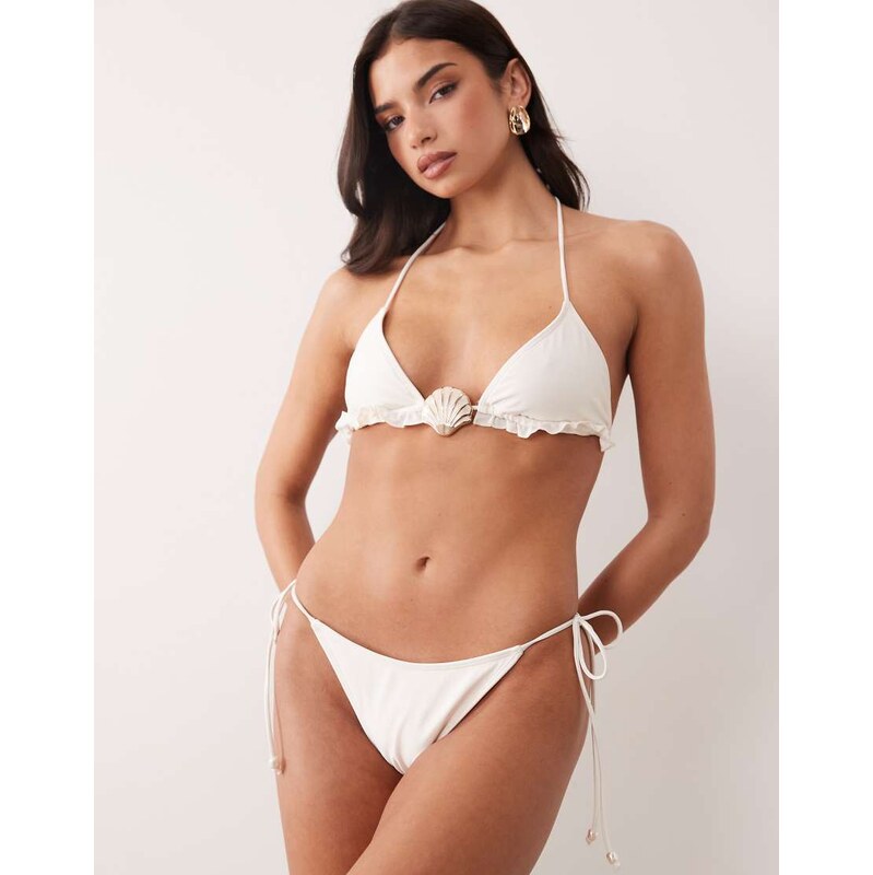 South Beach tieside bikini bottom in white