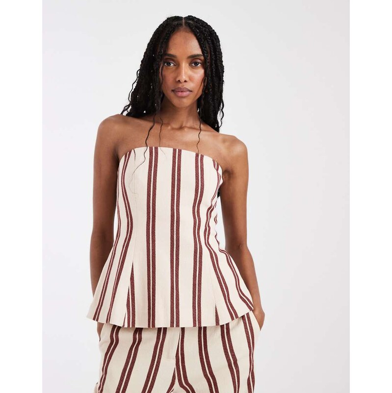 ASOS DESIGN tailored bandeau top with tie back in textured