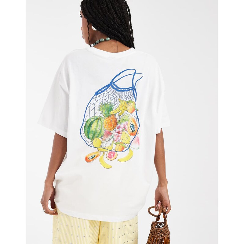 Vero Moda fruit market oversized graphic t-shirt in white