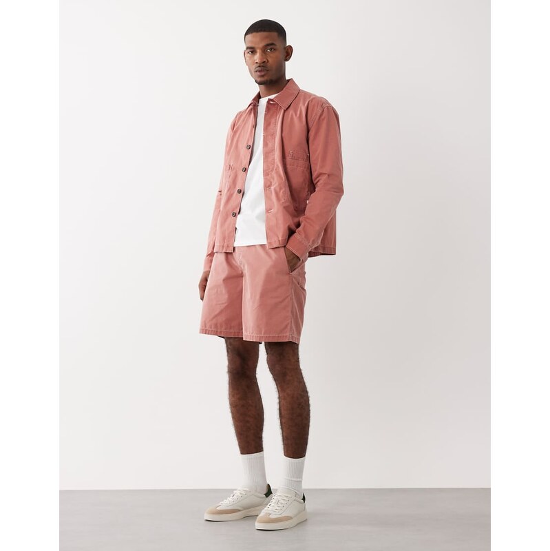 Farah Swinton co-ord contrast stitch drawstring shorts in red