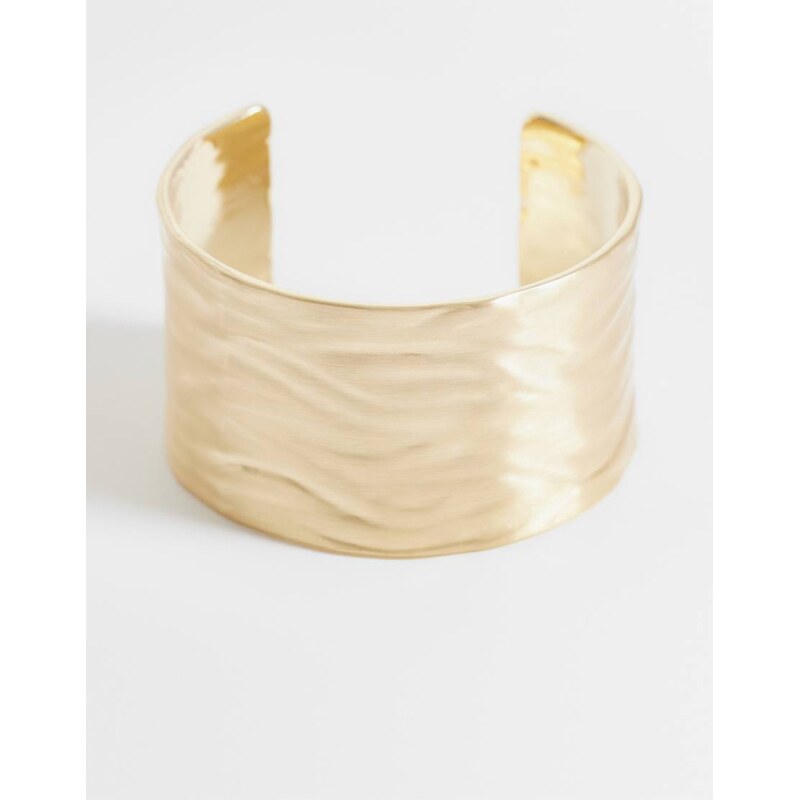 ASOS DESIGN large cuff bracelet with textured design in brushed
