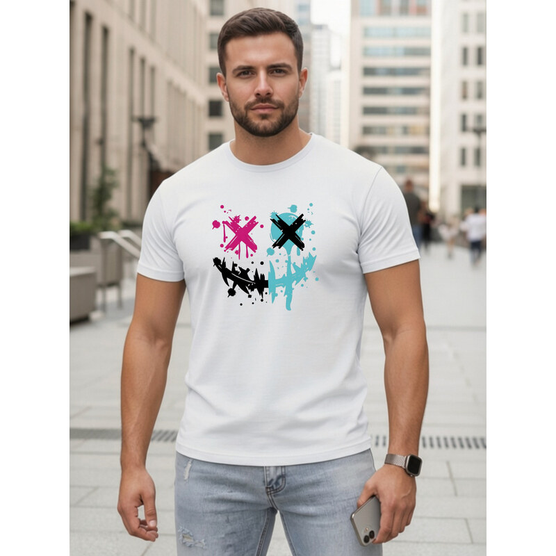 BASIC Pánské tričko streetwear bílé Bílá