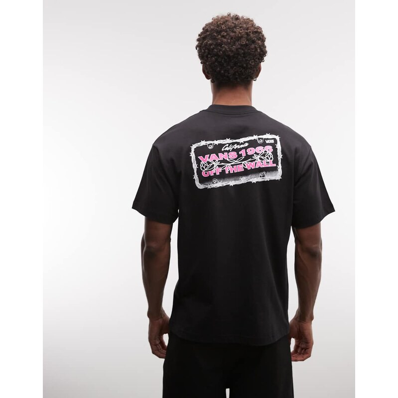 Vans Barb Plate oversized back print t-shirt in black