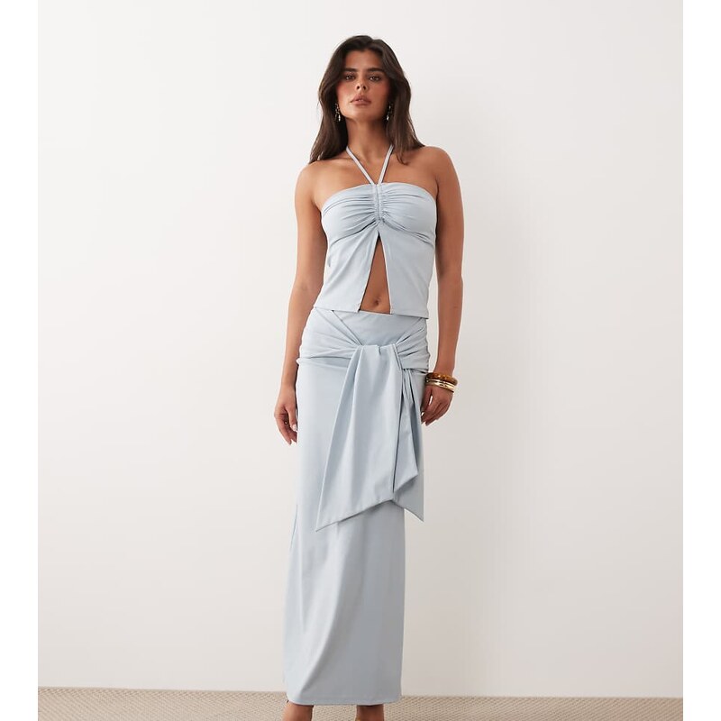 The Frolic exclusive slinky wrap tie drape waist maxi skirt co