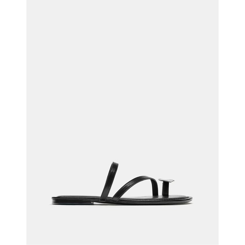 Pull&Bear Embellished flat sandals in black