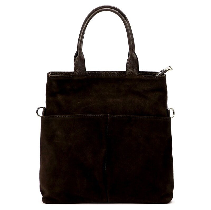 Kožená shopper bag kabelka Luka 26-066 tmavě hnědá