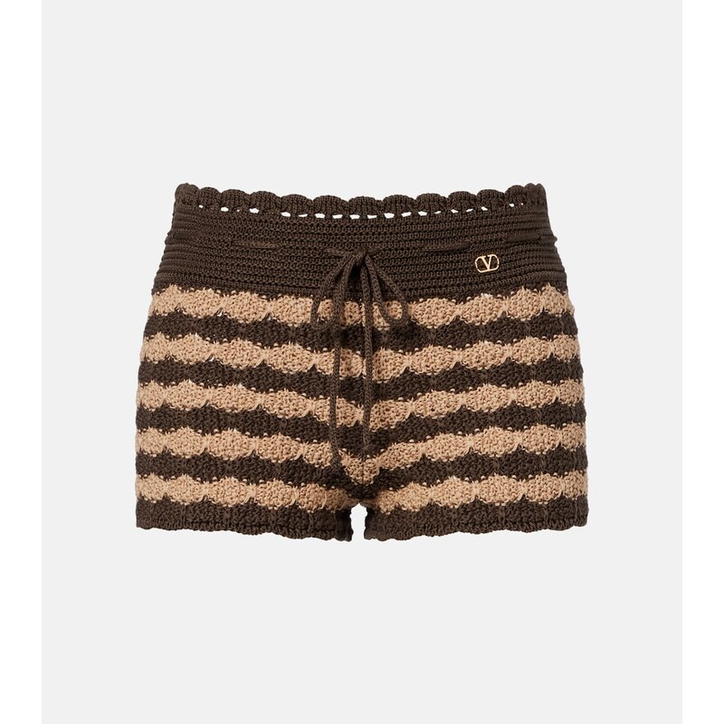 Valentino Striped knitted cotton shorts