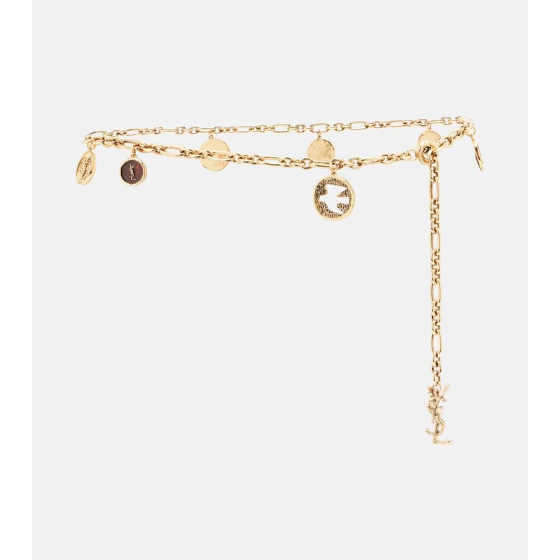 Saint Laurent Cassandre embellished chain belt