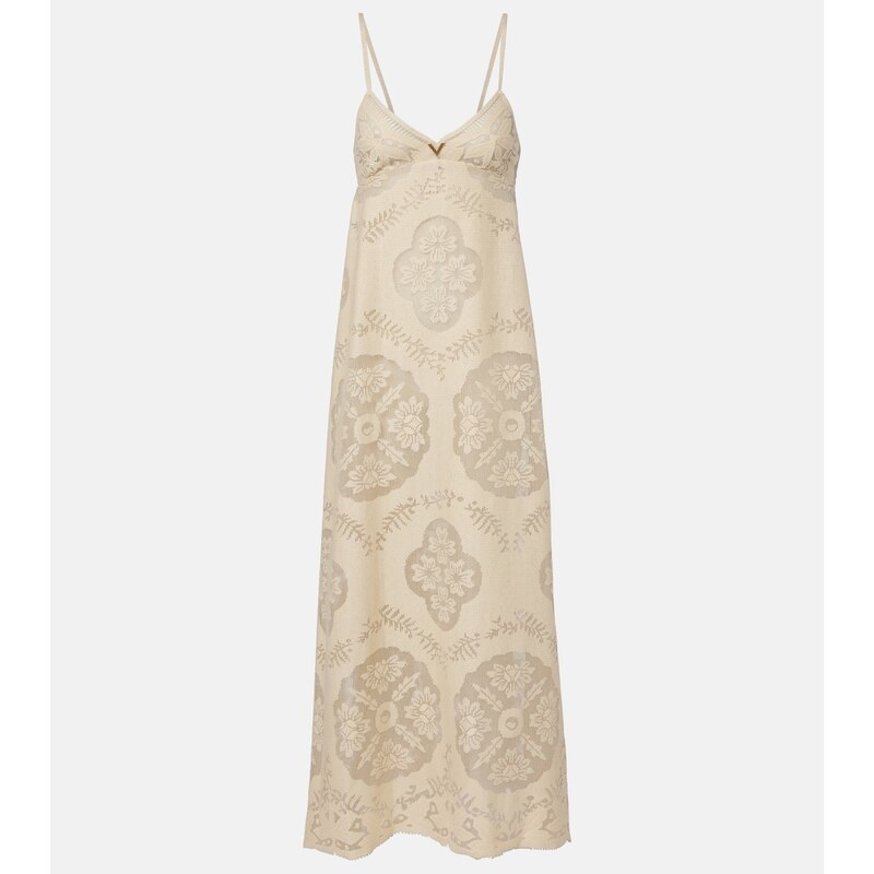 Valentino VGold floral cotton-blend maxi dress
