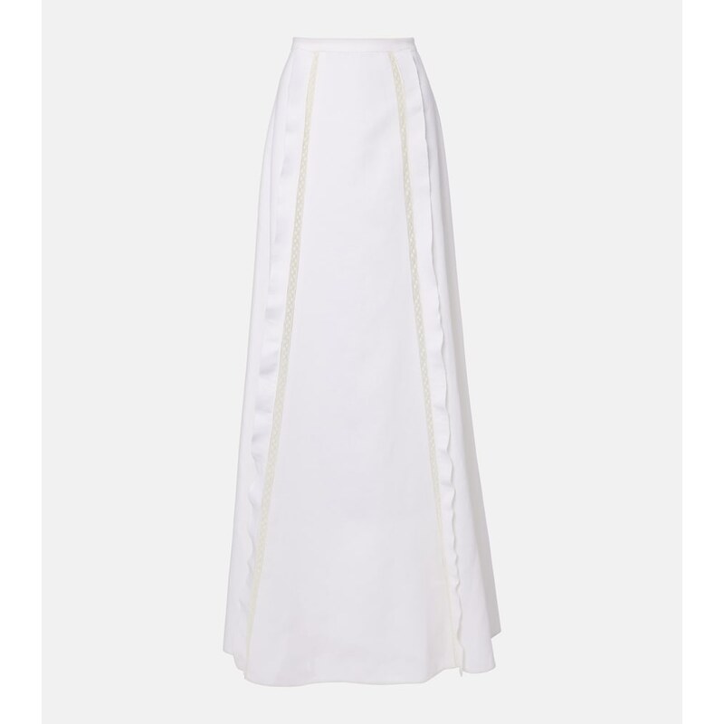 Valentino Lace-trimmed linen maxi skirt
