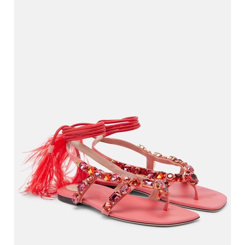 Valentino Garavani Embellished suede thong sandals