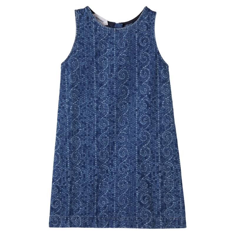 Versace Kids Printed denim dress