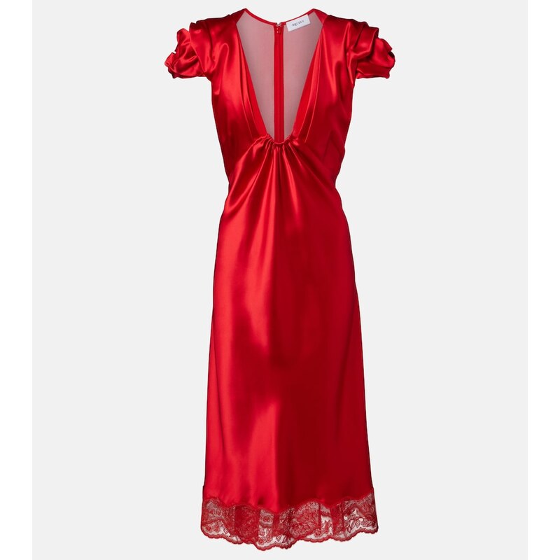 McQueen Lace-trimmed satin midi dress