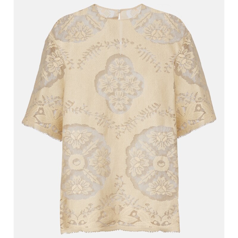 Valentino Floral knitted cotton-blend top