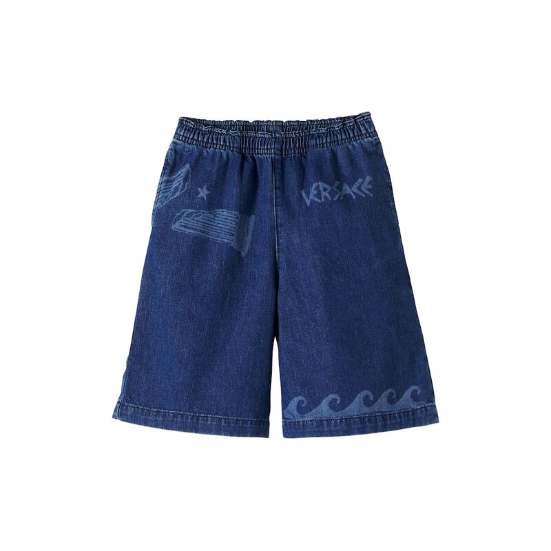 Versace Kids Printed denim shorts