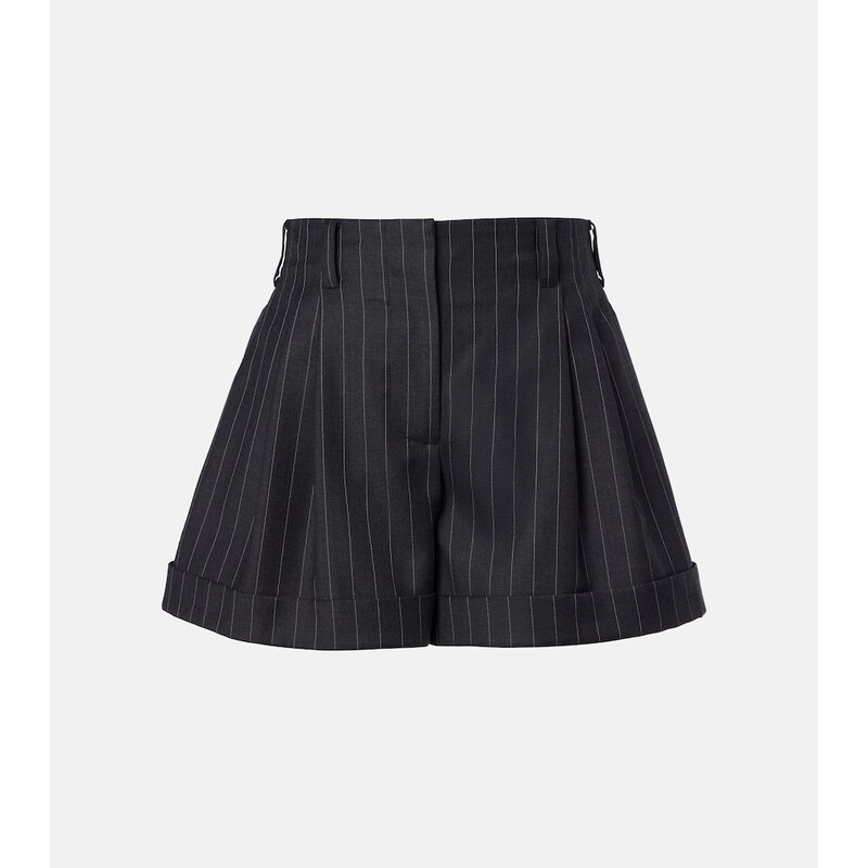 Givenchy Pinstripe kraťasy z vlny, šedá barva