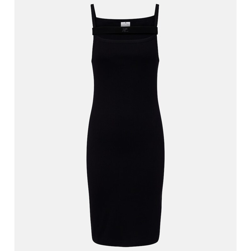 Courrèges Ribbed-knit cotton jersey midi dress