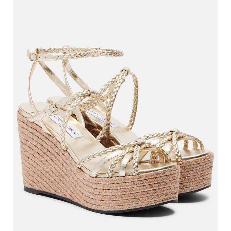 Jimmy Choo Nyra braided leather espadrille wedges