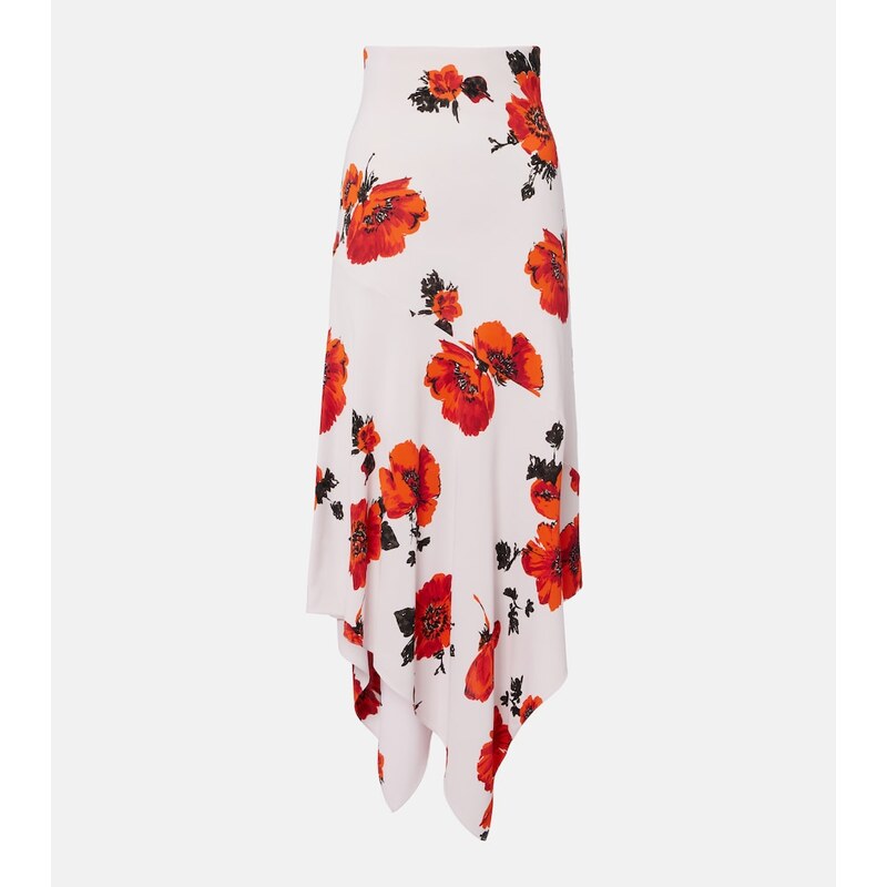 Alaïa Floral asymmetric jersey midi skirt
