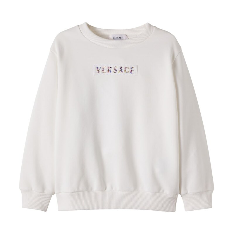 Versace Kids Logo beaded cotton jersey sweatshirt