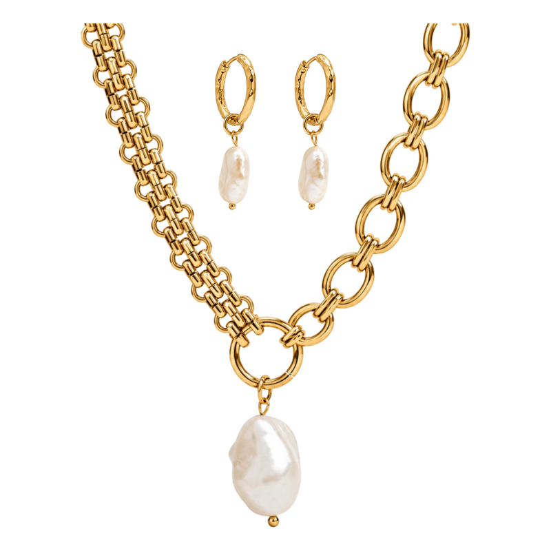 ELENYS Pearl Drop – pozlacený set 18K žluté zlato