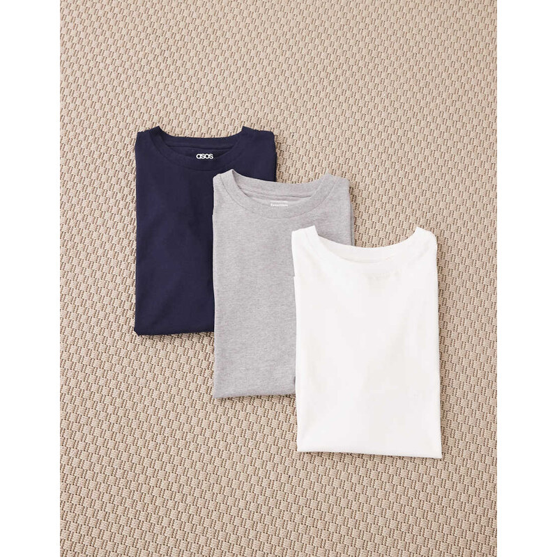 ASOS DESIGN Essentials 3 pack regular fit t-shirt in multi