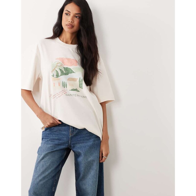 Gina Tricot short sleeve sainte maxime graphic oversized t-shirt