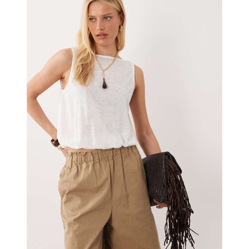 ASOS DESIGN sheer slub bubble hem top with back drape detail in