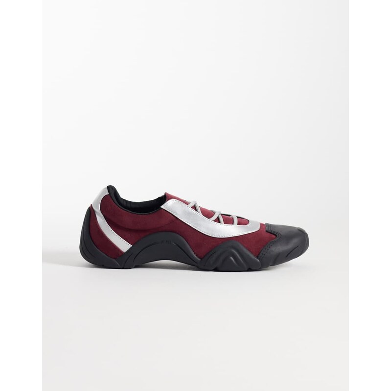 JW PEI Caitlin faux suede lace-up ballet sneakers in burgundy &