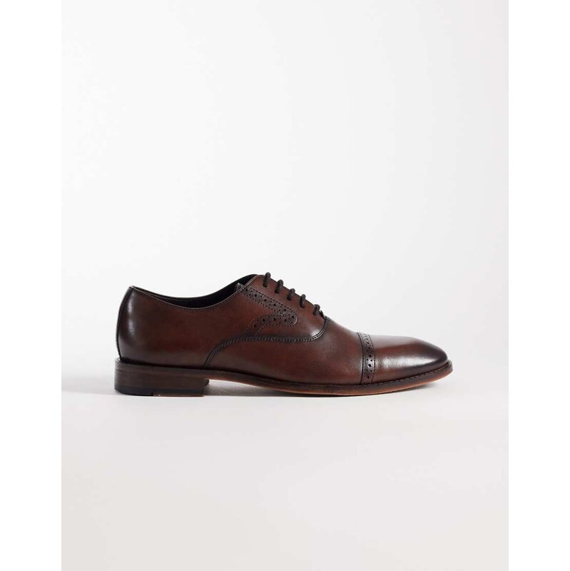 ASOS DESIGN lace up brogue shoes in brown leather