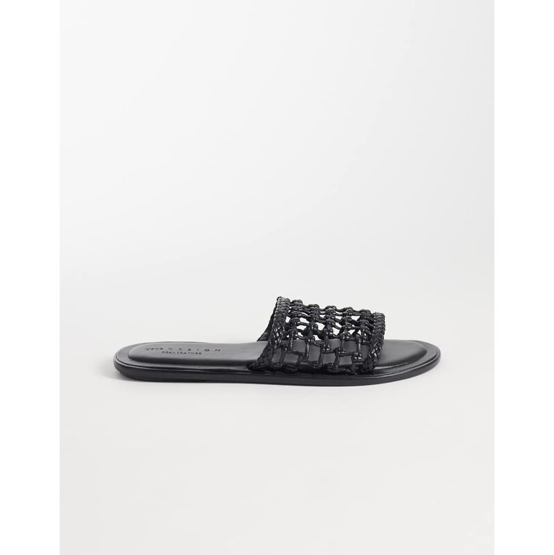 ASOS DESIGN Fabiola premium weave mule sandals in black leather