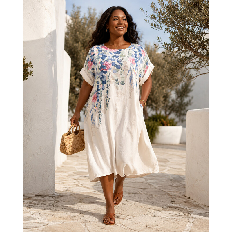 Fashionweek Dámské viskózové Plus Size šaty s krátkým rukávem a