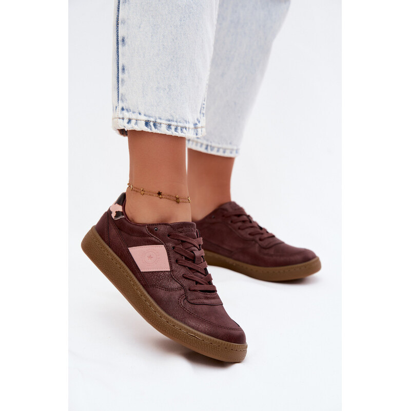 Big Star Shoes Lesklé dámské tenisky Big Star UU274016 Bordó