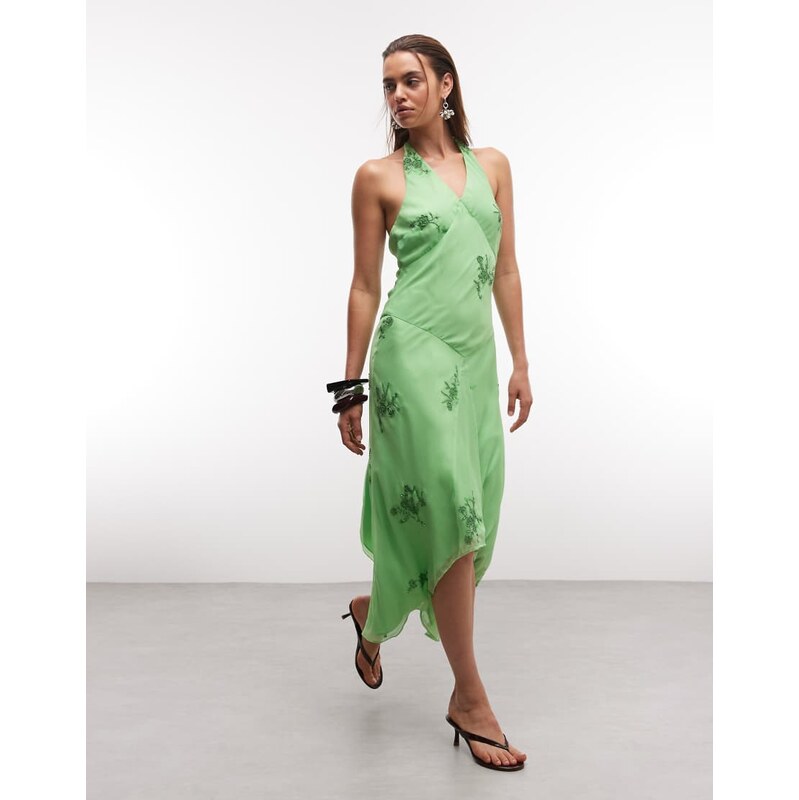 Reclaimed Vintage Limited Edition halter neck midi dress with
