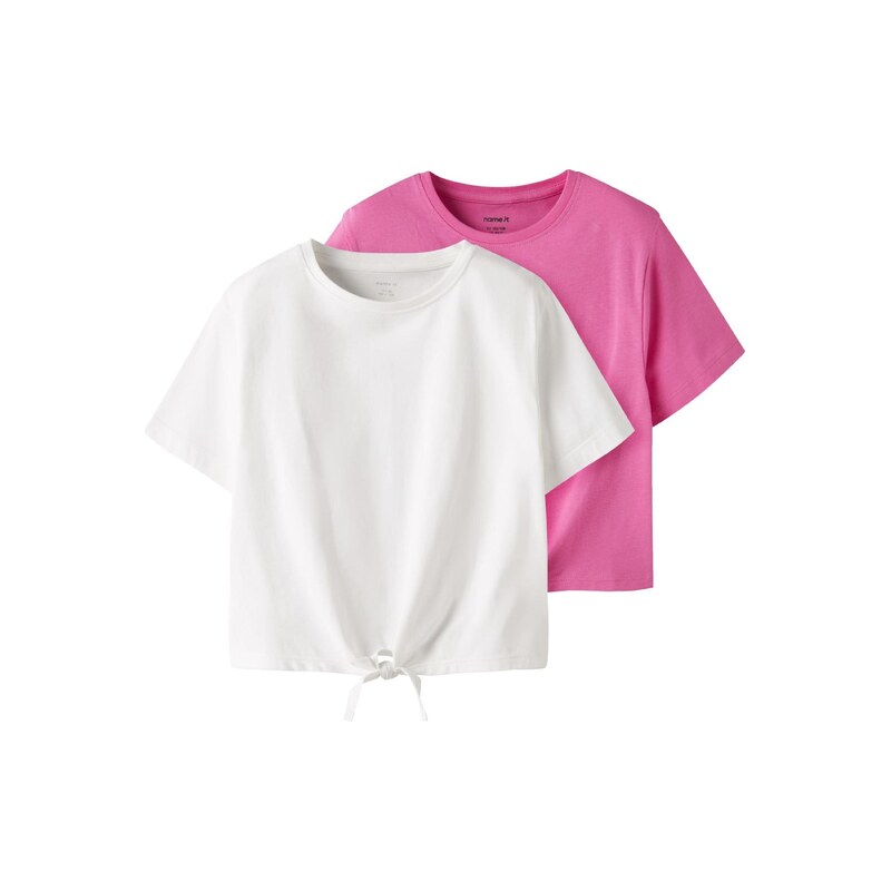 NAME IT Tričko NKFVaya pink / bílá