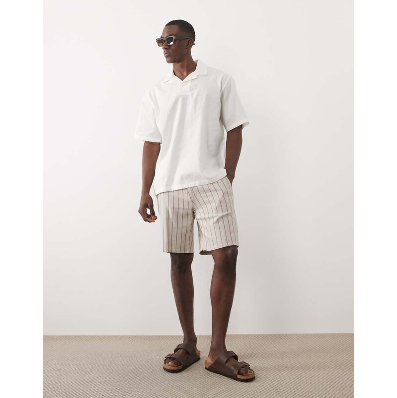ONLY & SONS loose fit shorts with linen in beige and cream