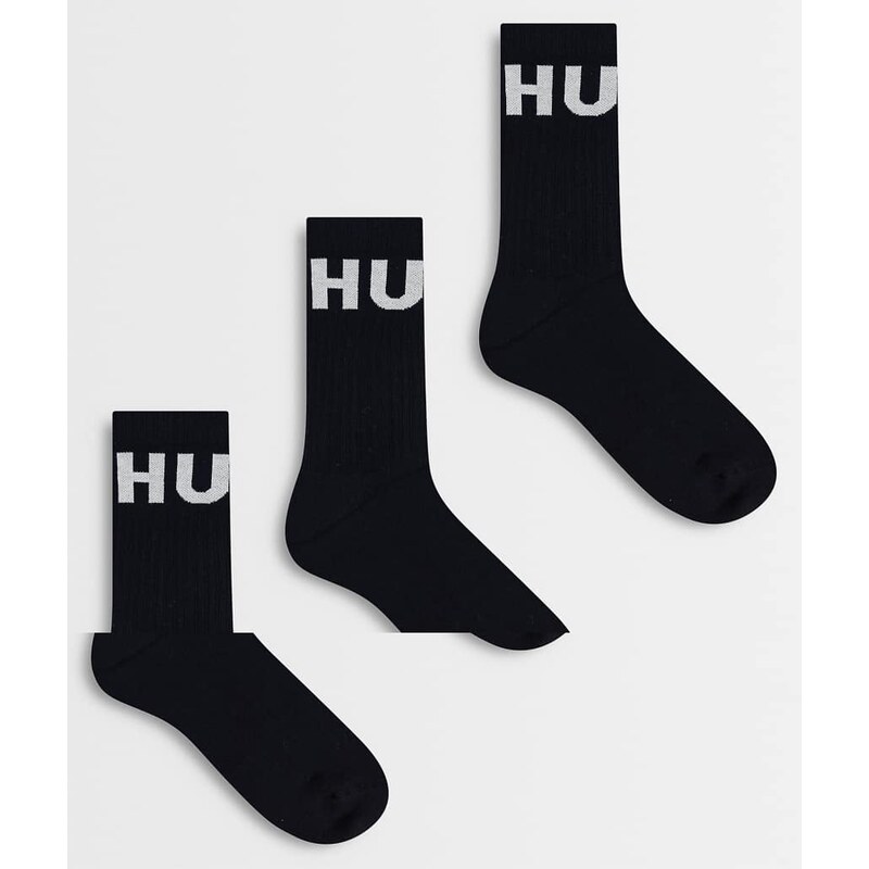 Hugo Red 3 pack crew socks in black