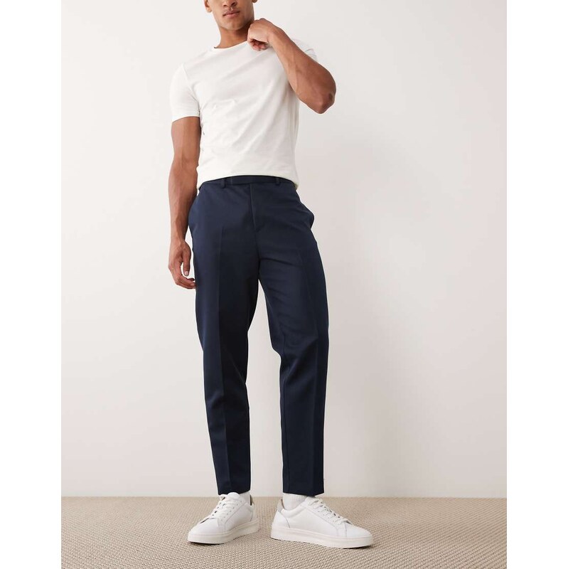 ASOS DESIGN smart tapered trousers-Navy
